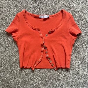 Orange Button-Up Tee